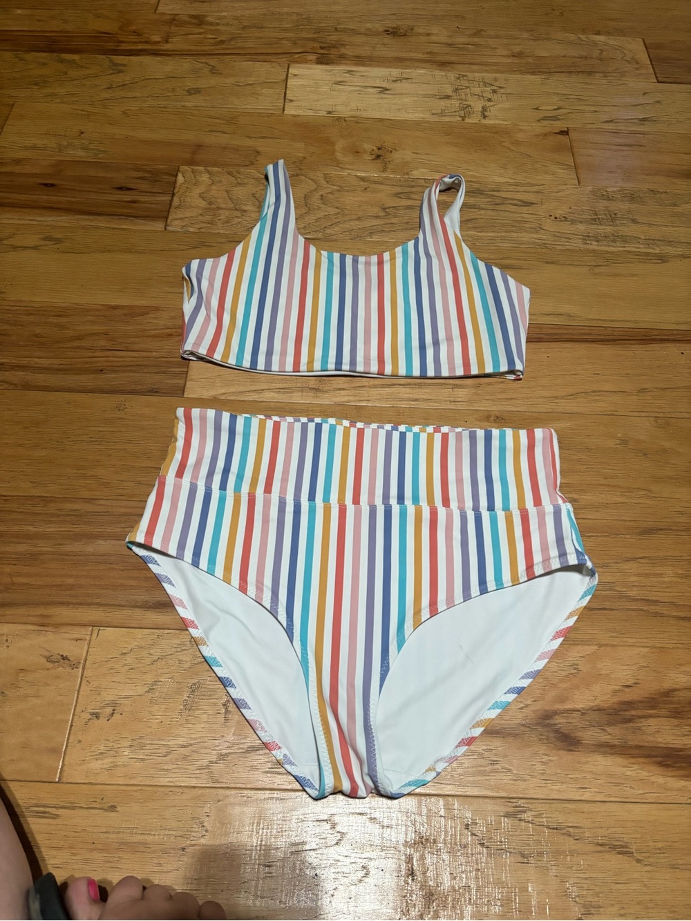 Senita Athletics Multicolor Vertical Stripe Bikini Set size XL 2 piece swimsuit
